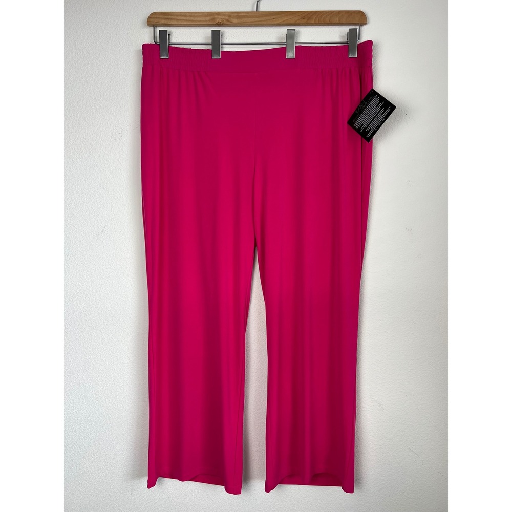 IMAN 2XP Fuchsia Pink Palazzo Wide Leg Pull On Pants Stretch Resort Barbiecore
